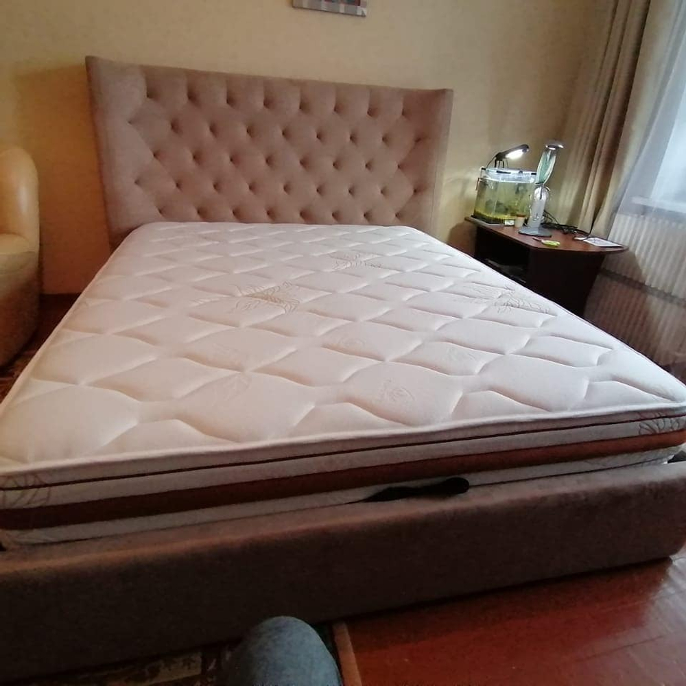 Кровать 1726 BEIGE бежевая с ящиком для белья