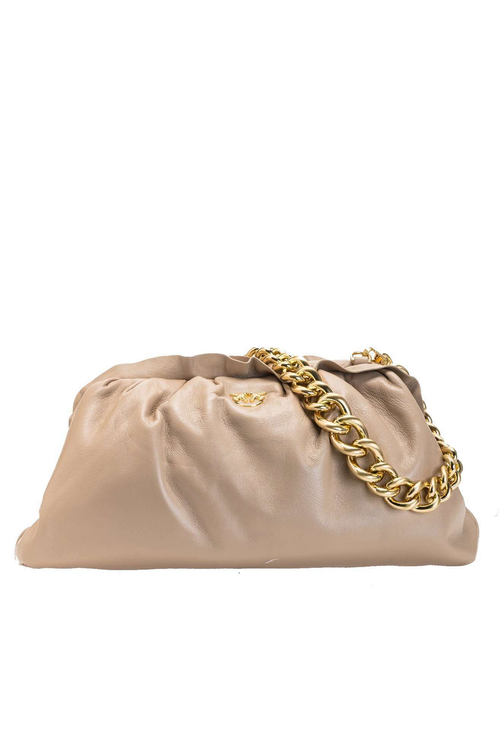 CHAIN CLUTCH BAG FRAIMED BEIGE - cuban sand