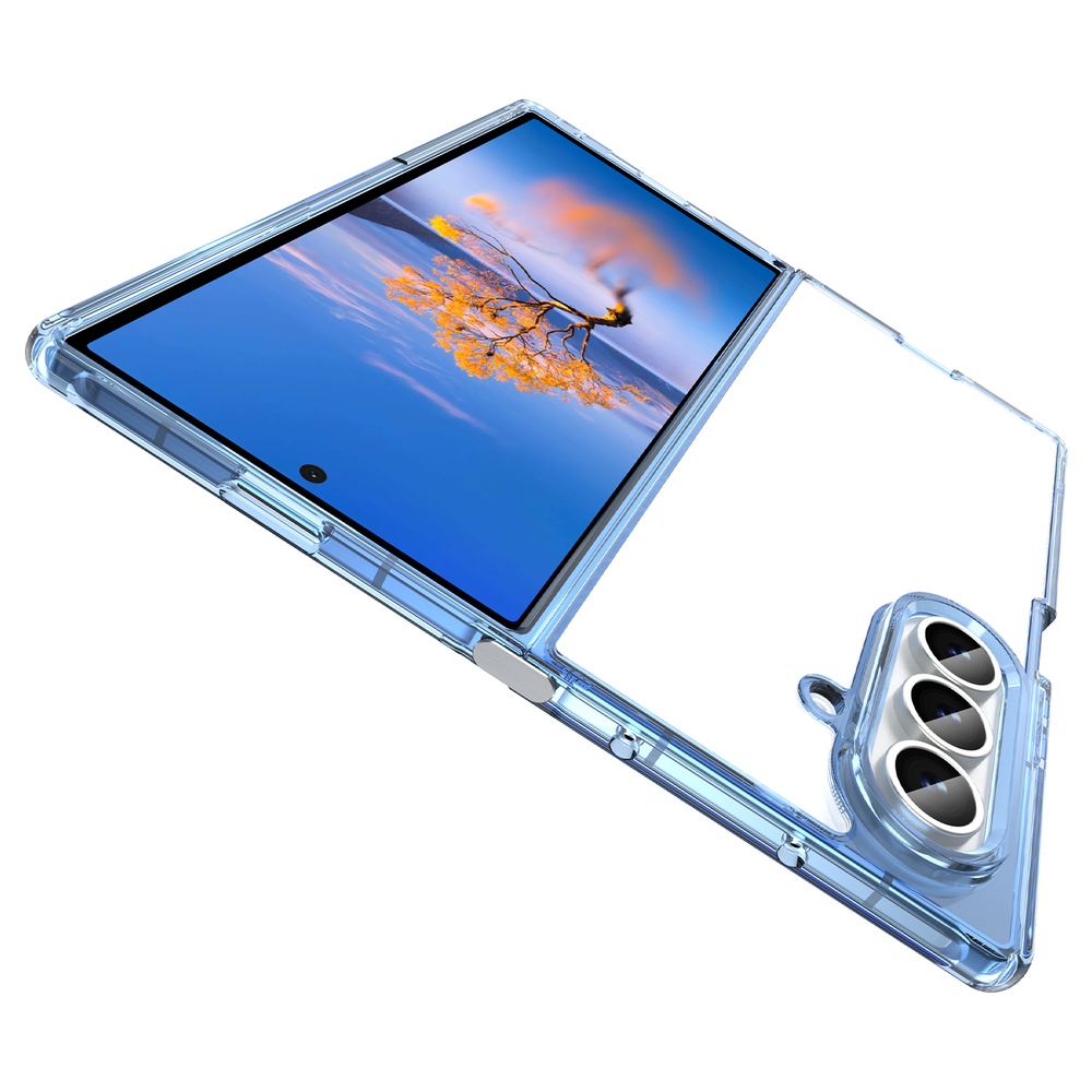 Чехол прозрачный защитный для Samsung Galaxy Fold 7, мягкие усиленные боковые рамки синего цвета