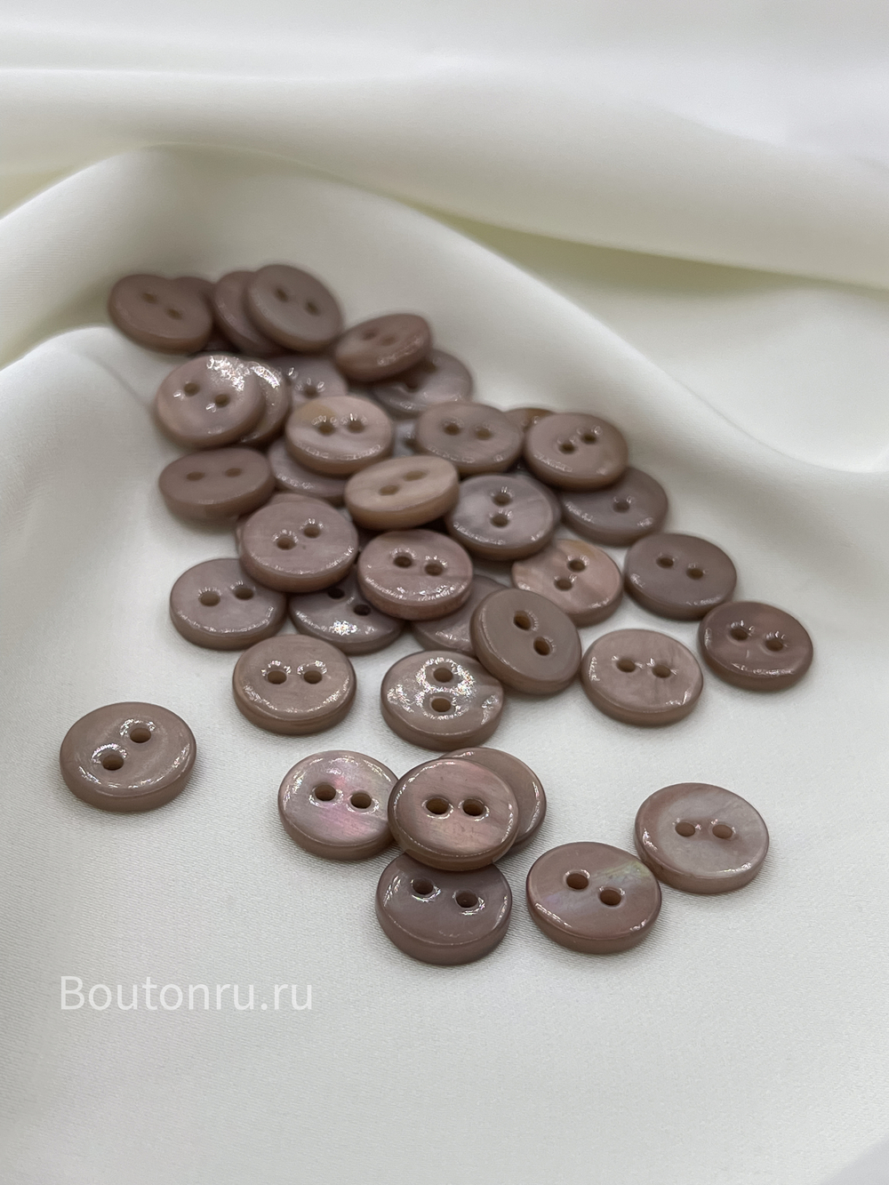 Пуговицы на прокол пыльно-розовый(коричневый) перламутр