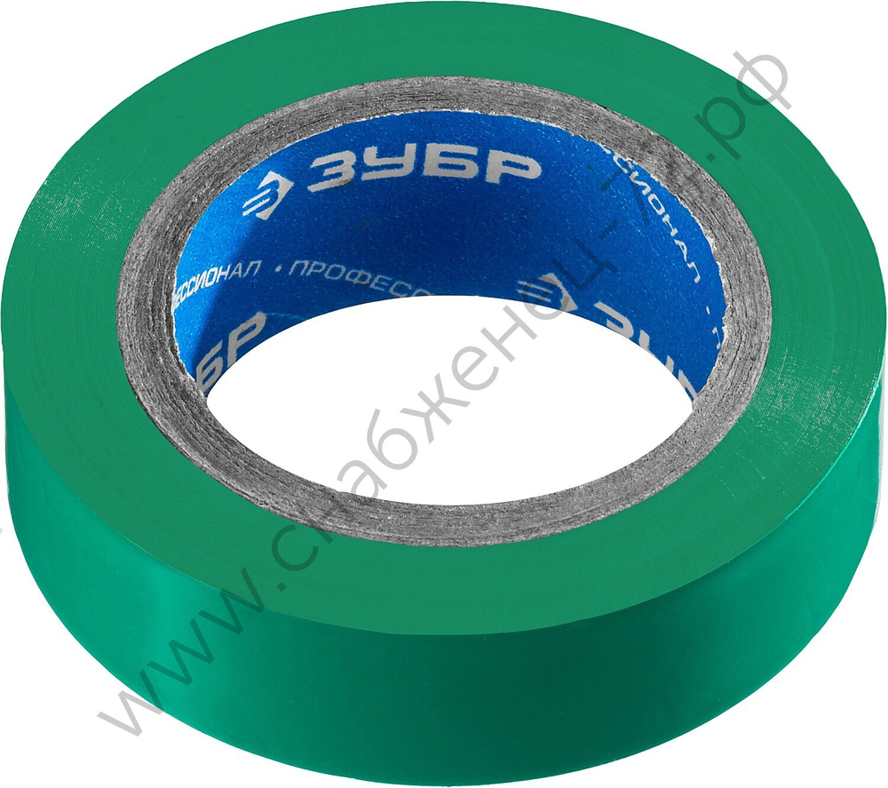 ЗУБР Электрик-10 15 мм х 10 м зеленая, Изоляционная лента ПВХ, ПРОФЕССИОНАЛ (1233-4)