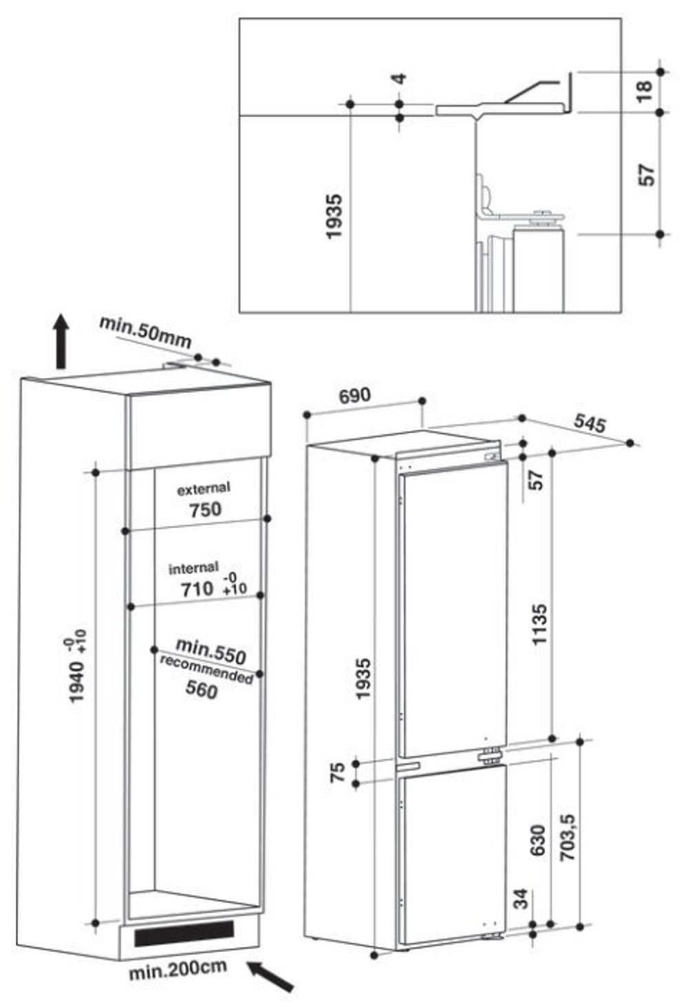 Встраиваемый холодильник Whirlpool SP40 802 EU