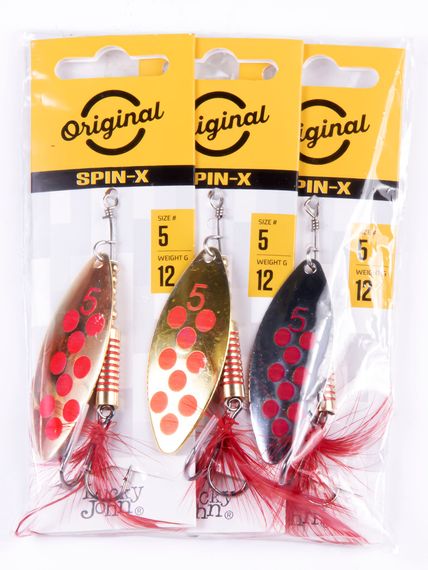 Блесна вращающиеся Lucky John SPIN X LONG 05 12,0г CR/GR/SR 3шт. набор