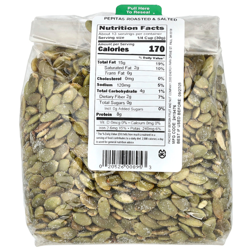 Bergin Fruit and Nut Company, тыквенные семечки, обжаренные и соленые, 397 г (14 унций)