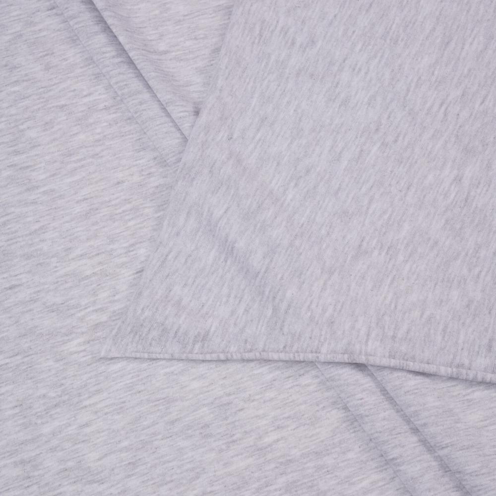 Кулирная гладь, 58% Хлопок, 34% ПЭ, 8% ПУ(эластан), 175 гр/м2, меланж св.серый (10167)