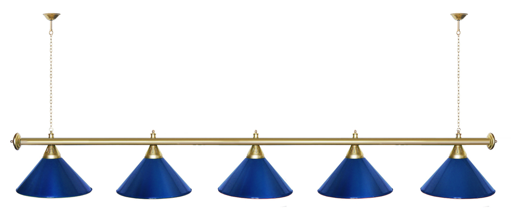 Лампа STARTBILLIARDS 5 пл. (плафоны зеленые,штанга зеленая,фурнитура золото)