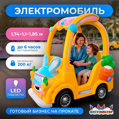 Детский электромобиль для базы отдыха «Ушастый драйв» двухместный, всепогодный