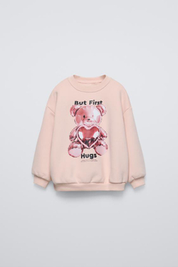 ZARA ТОЛСТОВКА С ПРИНТОМ, РОЗОВЫЙ