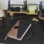 Ежедневник датированный 2025 А5 138х213 мм BRAUBERG "Swirl", под кожу, держатель для ручки, коричневый, 115912