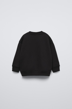 ZARA ТОЛСТОВКА С ВЫШИТОЙ НАДПИСЬЮ, ЧЕРНЫЙ