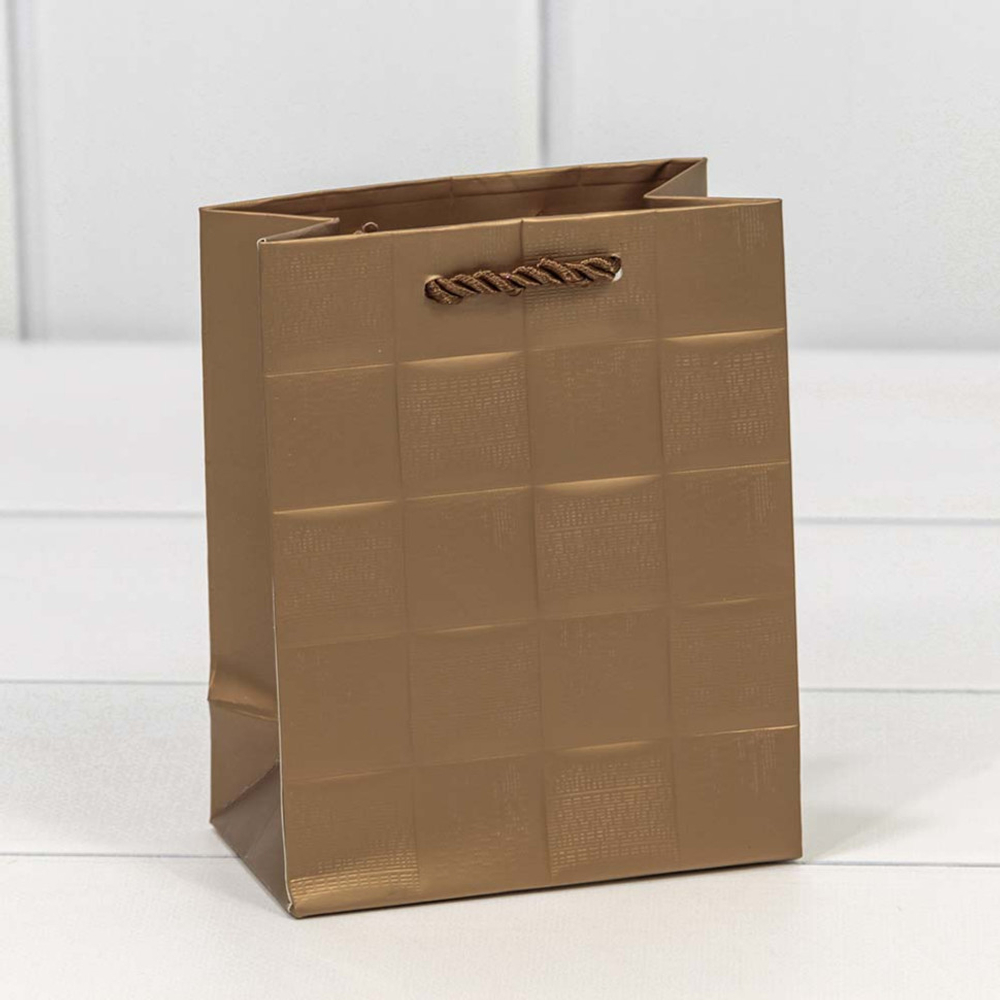 Пакет подарочный 12х15х7см Фигуры и узоры "Квадраты" (Бронзовый)