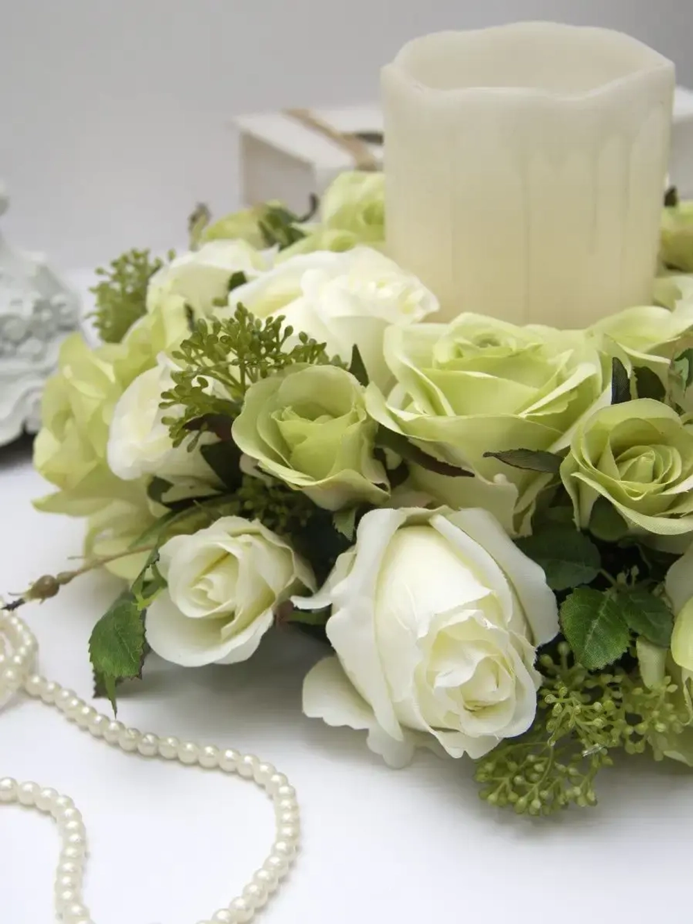 Венок цветочный для украшения интерьера 32 см