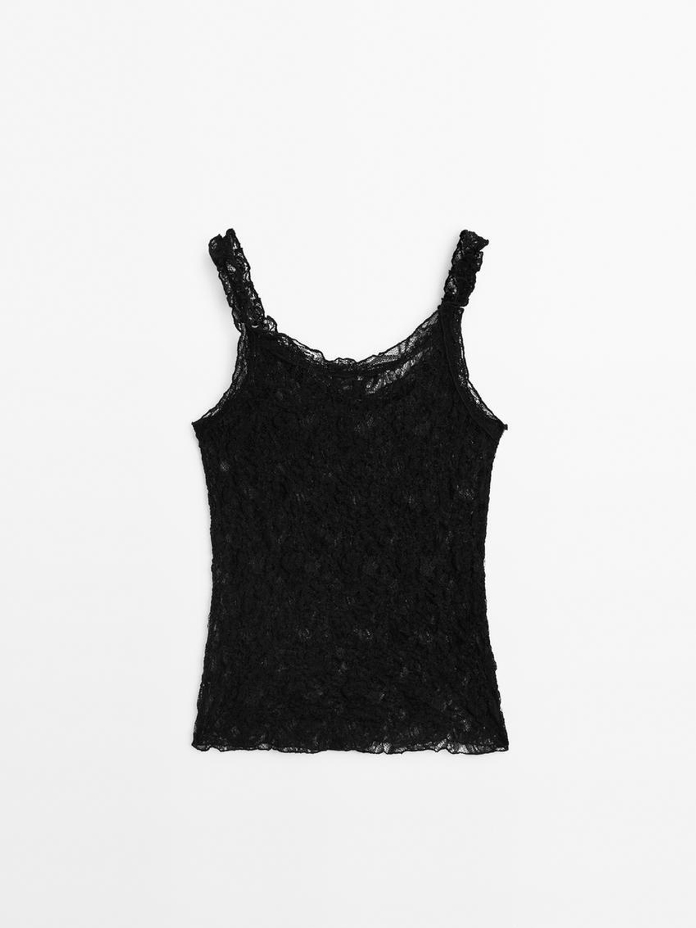 Massimo Dutti Топ на бретелях, черный