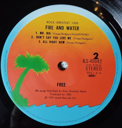 Винтажная виниловая пластинка LP Free Fire And Water (Japan 1978) (No Obi) Mr. Big