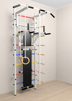 Шведская стенка Sv Sport усиленная 606 (Турник стандарт/Брусья/Скамья/Канат/Kольца/Лестница)