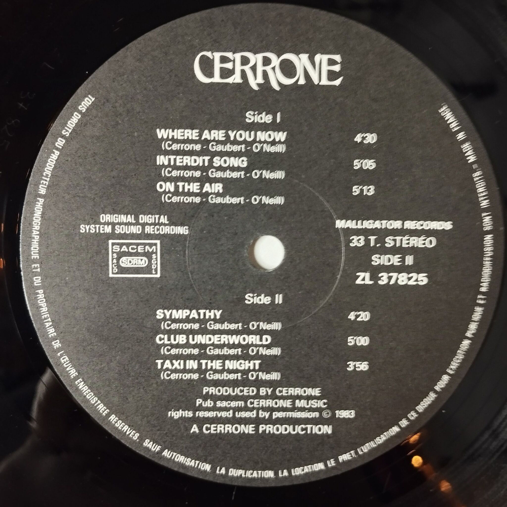 Винтажная виниловая пластинка LP Cerrone Where Are You Now (France 1983)