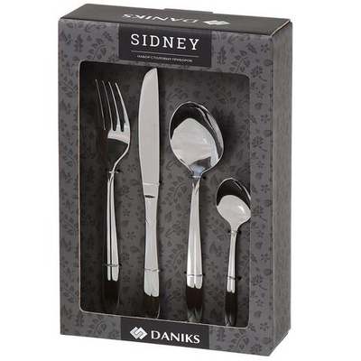 Набор столовых приборов нерж сталь, 24 пр, столовый, подар уп, Daniks, Sydney