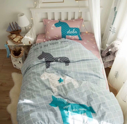 Постельное белье 1.5 Полуторка Сатин Детское Лошадки на сером