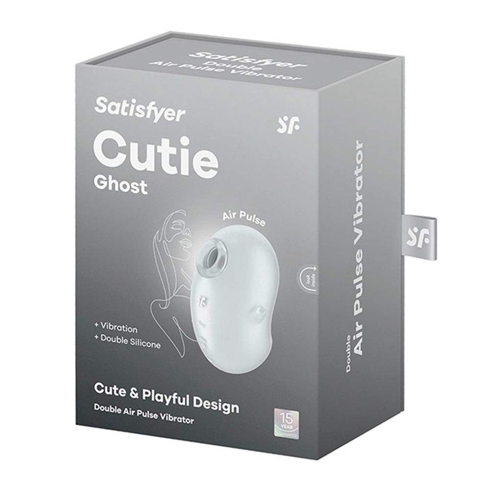 Белый вакуум-волновой стимулятор клитора с вибрацией 9,1см Satisfyer Cutie Ghost