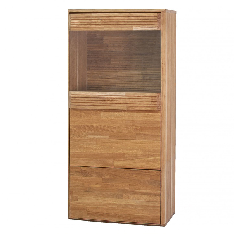 Шкаф витрина 60х38х130, Михаэлла, с подсветкой, ящиком для вещей, дверью, для гостиной, массив дуба, Dipriz