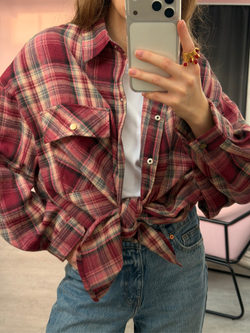 Рубашка в клетку бордовый