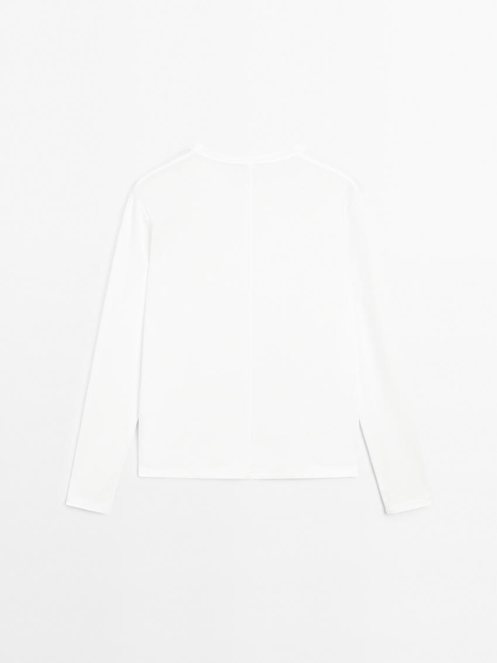 Massimo Dutti Футболка из 100% хлопка с длинным рукавом, белый