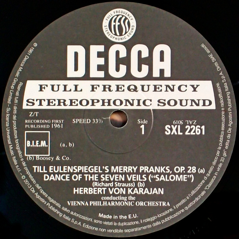 Herbert von Karajan, Vienna Philharmonic Orchestra / Richard Strauss: Till Eulenspiegel's Merry Pranks, Dance Of The Seven Veils, Tod Und Verklarung (LP)