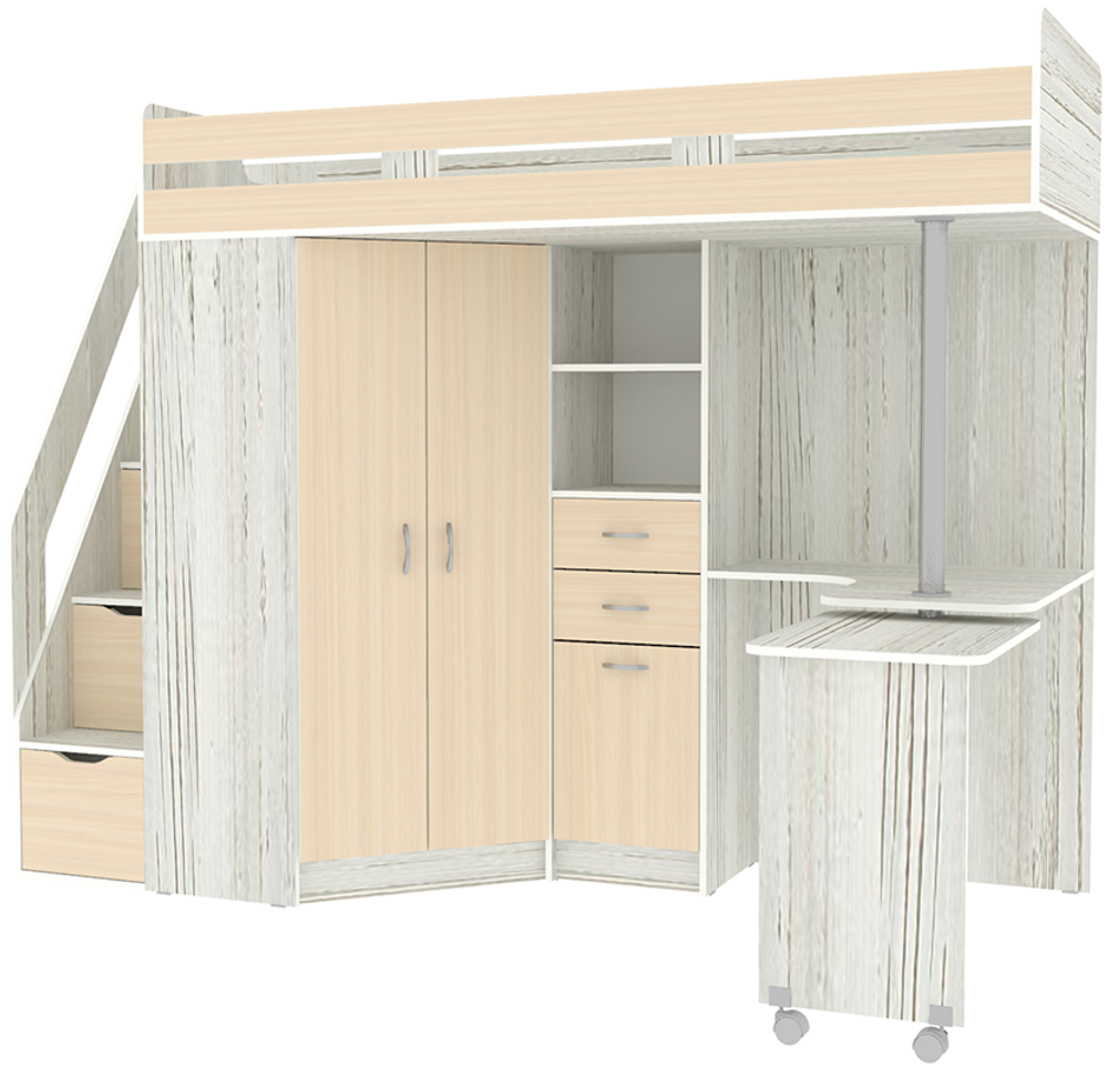 Кровать-чердак КарИВи Мийа Винтерберг  Дуб Молочный
