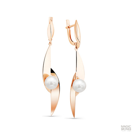 Серьги из золота 585 пробы с Жемчугом