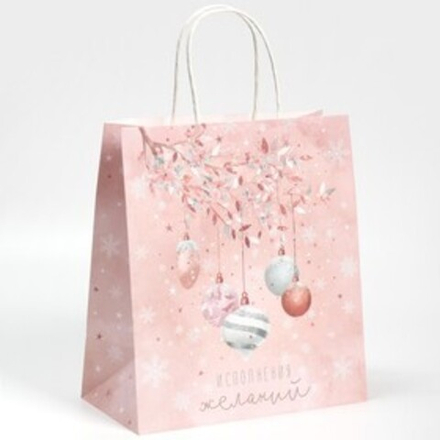 Пакет подарочный крафтовый «Новогодняя пора» 22 х 25 х 12 см