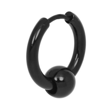 Серьга кольцо с шариком черная (2,5*12) (041)