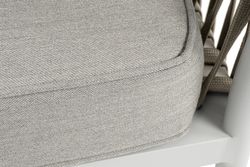 "Касабланка" левый модуль плетеный из роупа, каркас алюминий светло-серый (RAL7035) муар, роуп серо-коричневый 23мм, ткань бежевая 15052