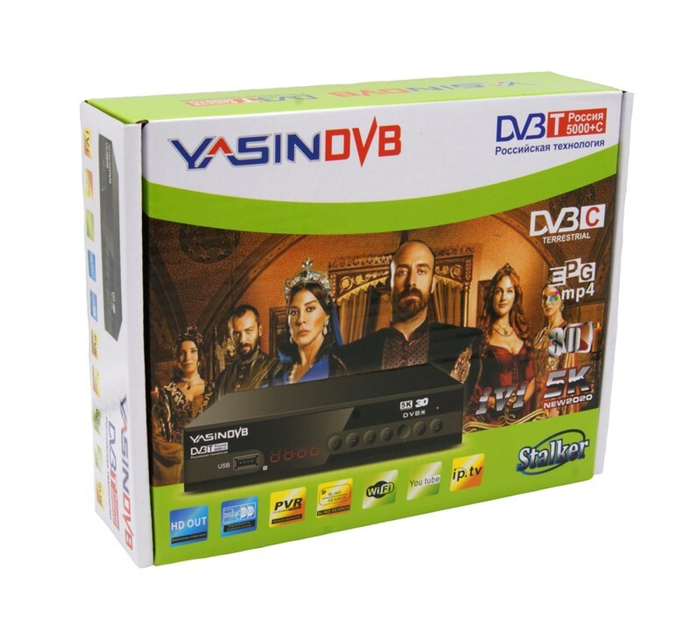 Цифровая ТВ приставка DVB-T-2 YASIN T5000+C (Wi-Fi) + HD плеер