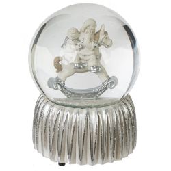 GAEM Фигурка декор в стекл шаре "Дед Мороз на лошадке" (муз с ключ), D 10 см, L10 W10 H15 см