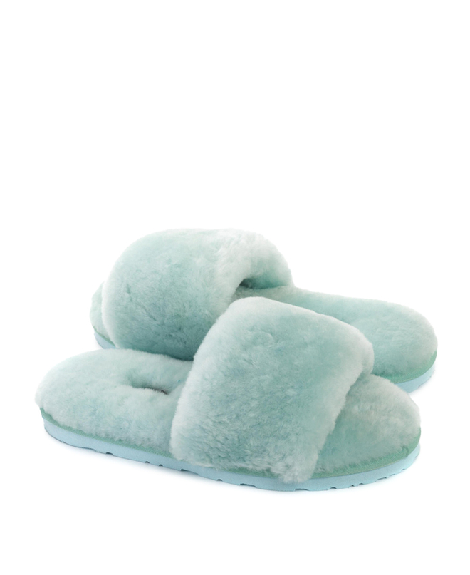 FLUFF SLIDE SLIPPER-lake blue