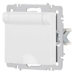 Розетка Intro Accent 6-203-01М 2P+E Schuko с крышкой 16А-250В IP20 СУ AL/CU белый матовый