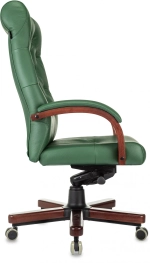 Кресло руководителя Бюрократ T-9928Walnut зеленый кожа крестов. металл/дерево