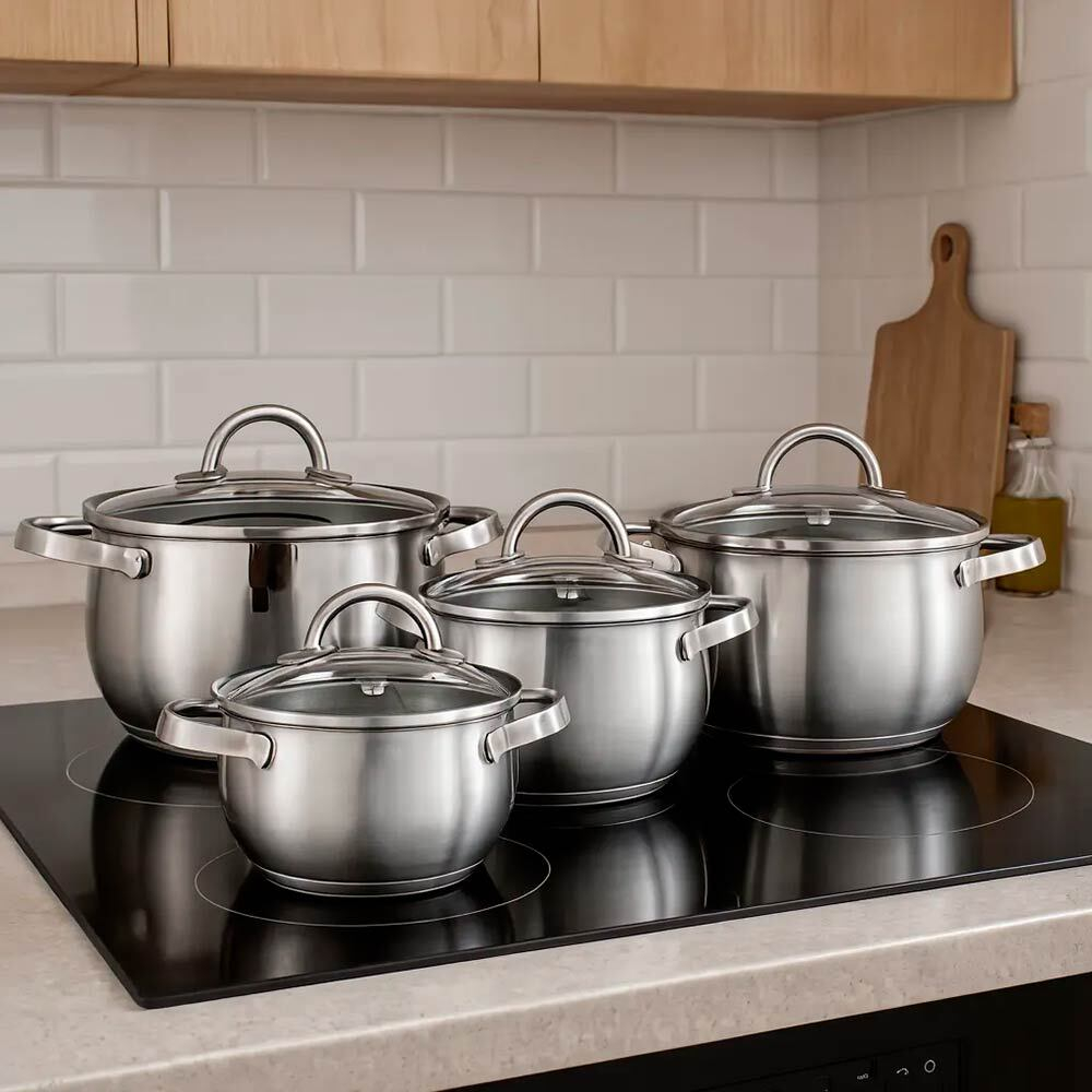 Набор кастрюль 4 предмета (2,1л, 2,9л, 3,9л, 6,6л) нерж Bella Cucina BC-2086