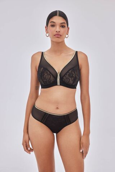 Бюстгальтер-бралетт Chiara с золотистой отделкой (Размер: 85B) (Цвет: черный)