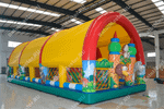 Коммерческий надувной батут "Зверята с крышей" 10*7*6 м