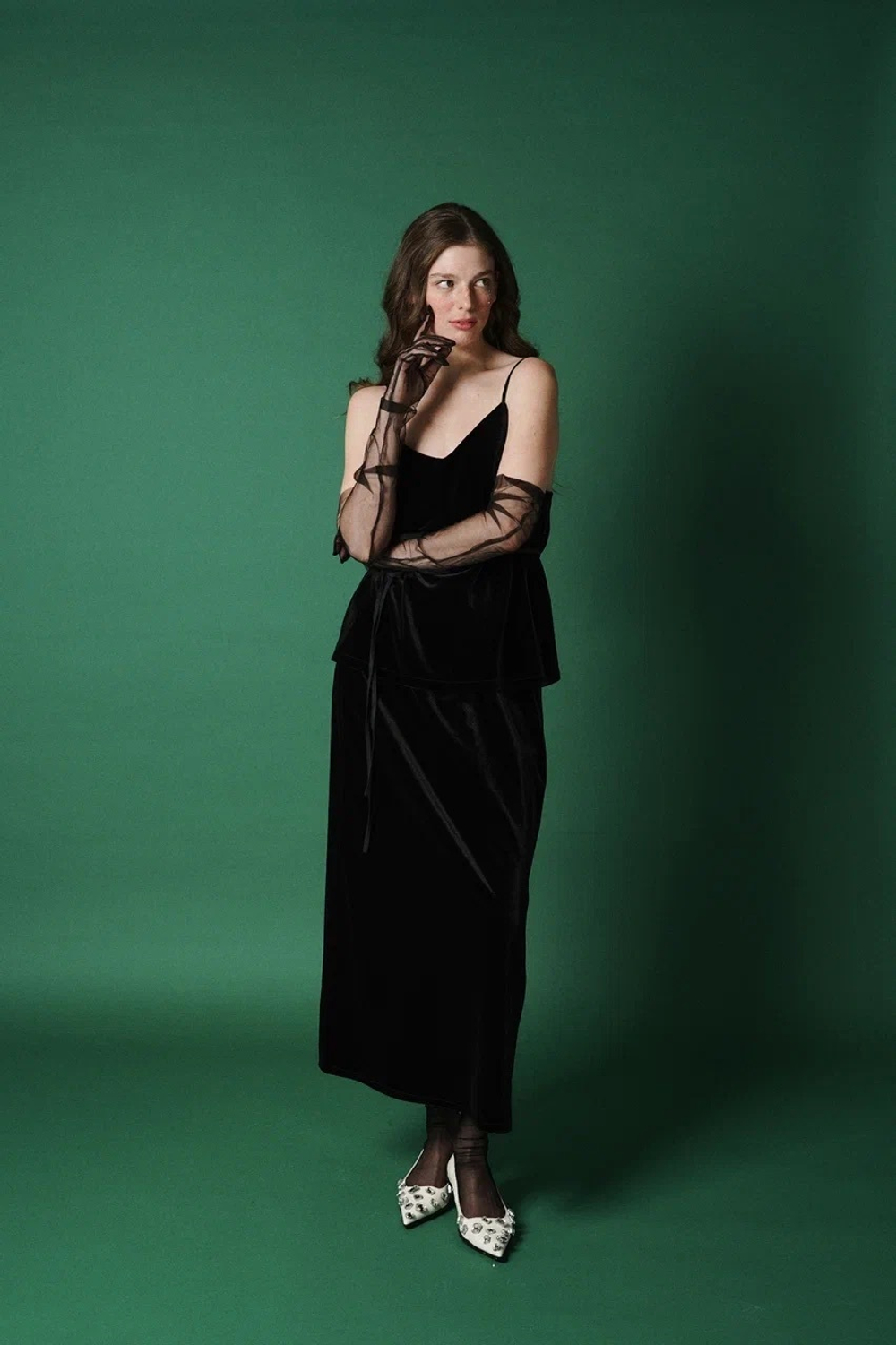 Юбка прямого кроя из бархата, "Пока часы 12 бьют"