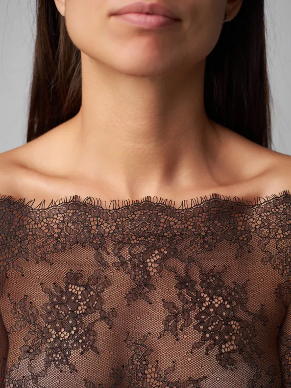 01-11 Кружево шантильи 23 см, черный 170