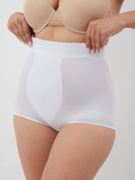 Шелковистые трусы с завышенной талией и пуш-ап эффектом (Размер: L) (Цвет: кофейный)