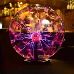 Ассорти товаров Плазменная лампа реагирующия на прикосновения "Магический шар с молниями", 8 см, черный