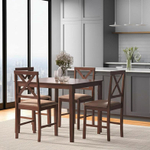 Обеденный комплект Хадсон (стол + 4 стула)/ Hudson Dining Set дерево гевея/мдф, стол: 110х70х75см / стул: 44х42х89см, cappuccino (темный орех), ткань кор.-зол. (1