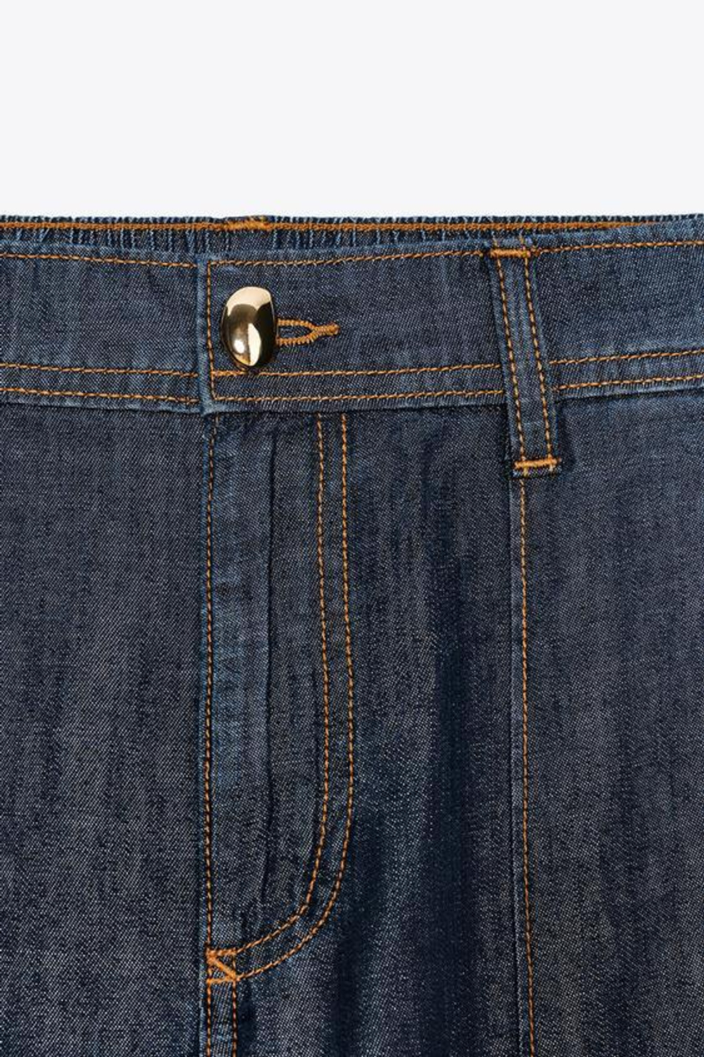 ZARA ДЖИНСЫ Z1975 WIDE LEG С ДЕКОРАТИВНОЙ СТРОЧКОЙ, СИНИЙ