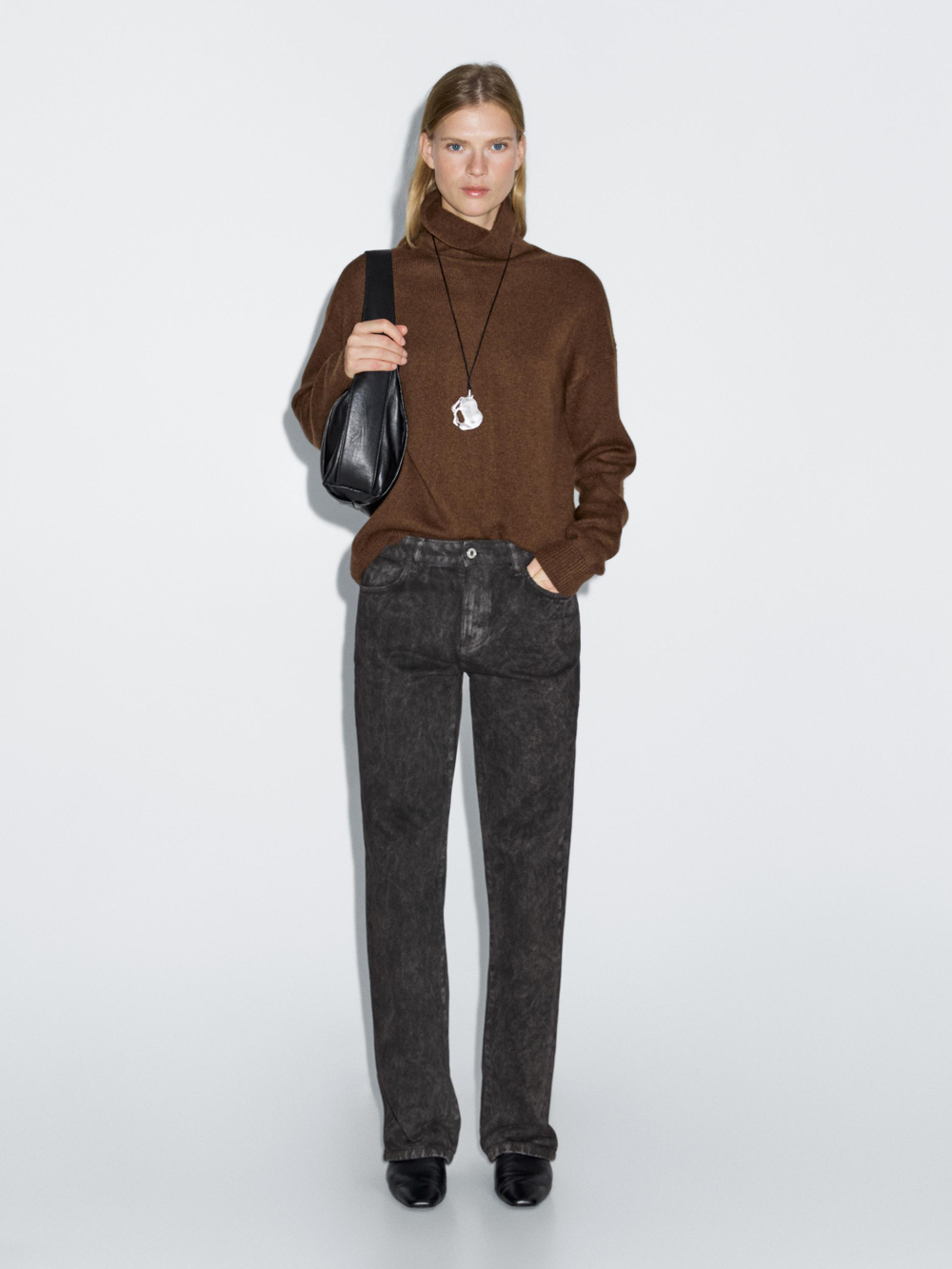 Massimo Dutti Джинсы прямого кроя со средней посадкой, темно-серый