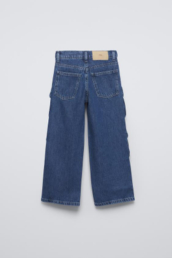 ZARA ДЖИНСЫ WIDE LEG С КАРМАНАМИ, СИНИЙ