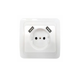 Розетка одинарная CLASSICO с двумя USB белая 2147 IN HOME