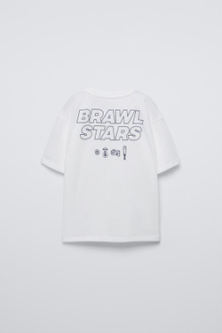 ZARA ФУТБОЛКА С ПРИНТОМ BRAWL STARS © SUPERCELL OY И НАДПИСЬЮ, ЖЕЛТОВАТО-БЕЛЫЙ